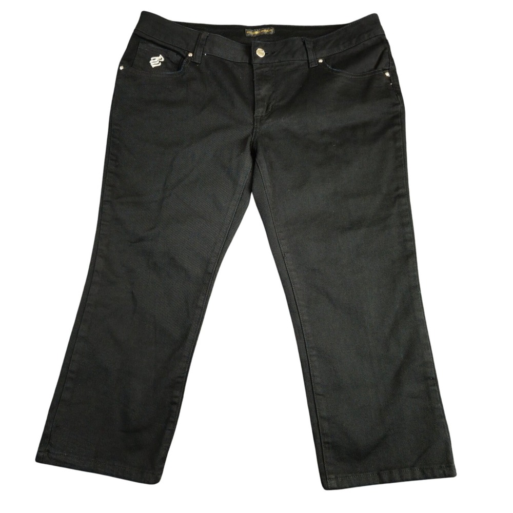 ROCAWEAR Womens Crop Jeans Size 13 Black Denim Stretch Y2K‎ Streetwear Hip Hop